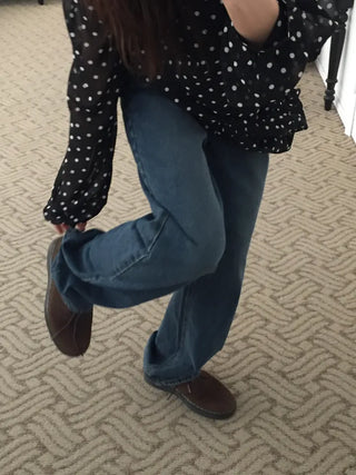 Four Seasons Denim Wide Pants Long Length  Jeans Casual Chic Look