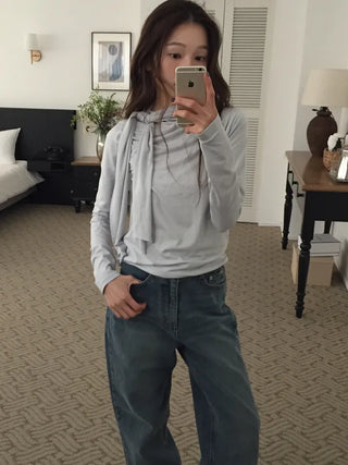 Four Seasons Denim Wide Pants Long Length  Jeans Casual Chic Look