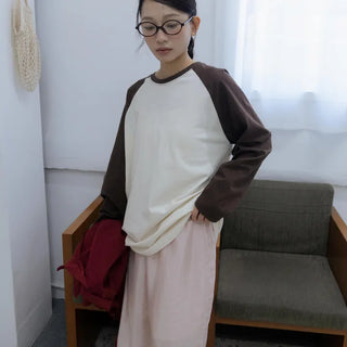Daily Color Block Raglan Long Sleeve T-shirt