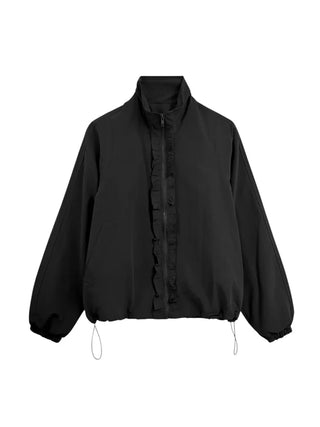 Burgundy Windbreaker Jumper with Frill Details