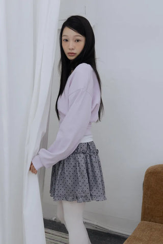 Cozy Fit V-Neck Shirred Long Sleeve T-Shirt