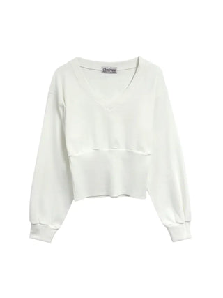 Cozy Fit V-Neck Shirred Long Sleeve T-Shirt