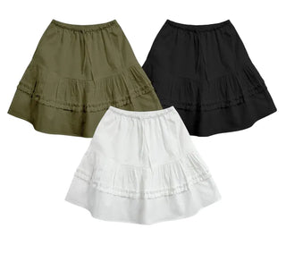 Pintuck Tiered Layered Midi Skirt