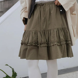 Pintuck Tiered Layered Midi Skirt