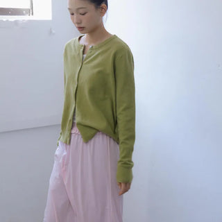 Silky Light Pink Shirred Midi Skirt