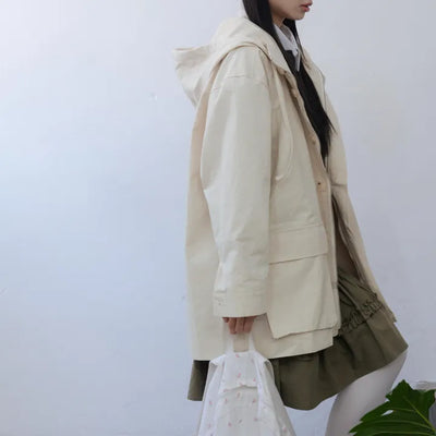 Frill Detail Cropped Hooded Jacket
