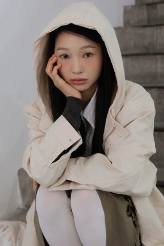 Frill Detail Cropped Hooded Jacket