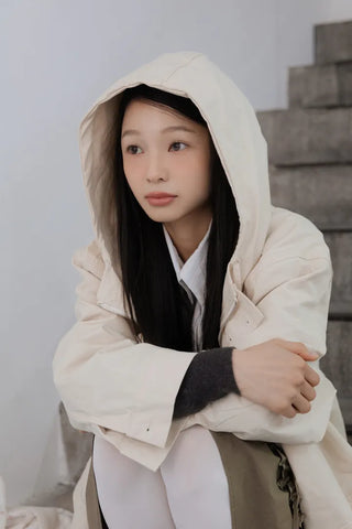 Frill Detail Cropped Hooded Jacket