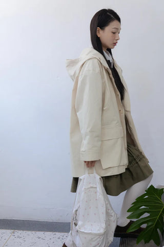 Frill Detail Cropped Hooded Jacket