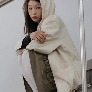 Frill Detail Cropped Hooded Jacket