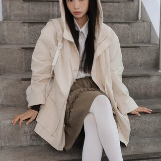 Frill Detail Cropped Hooded Jacket