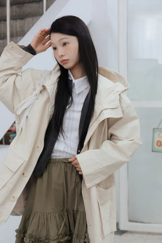 Frill Detail Cropped Hooded Jacket