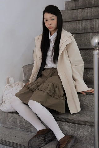 Frill Detail Cropped Hooded Jacket