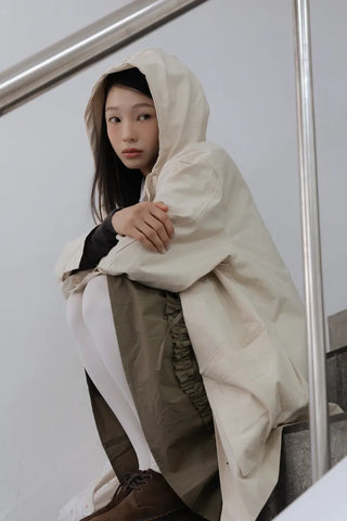 Frill Detail Cropped Hooded Jacket