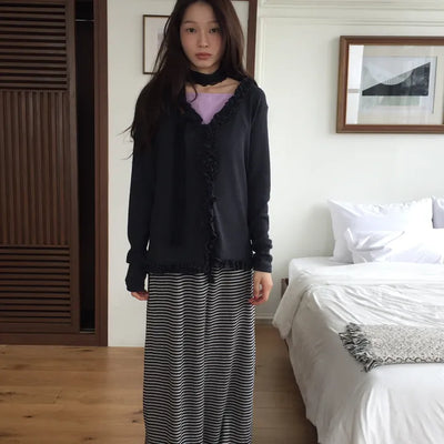 Feminine Frill Slim Fit Long Sleeve Cardigan