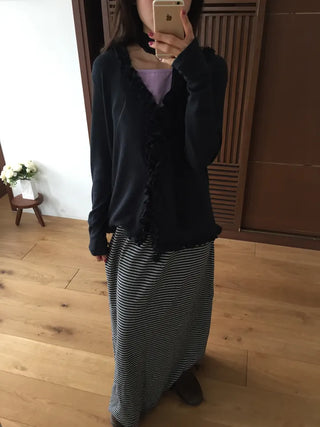 Feminine Frill Slim Fit Long Sleeve Cardigan