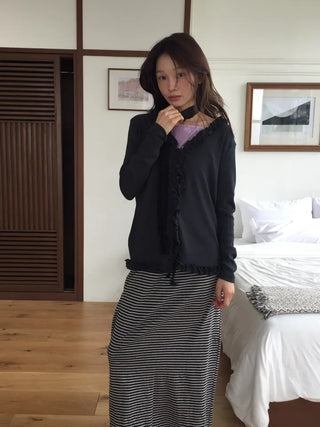 Feminine Frill Slim Fit Long Sleeve Cardigan