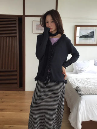 Feminine Frill Slim Fit Long Sleeve Cardigan