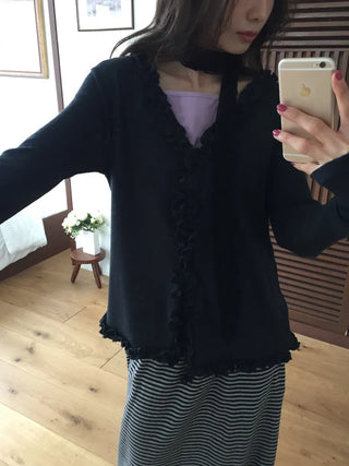 Feminine Frill Slim Fit Long Sleeve Cardigan