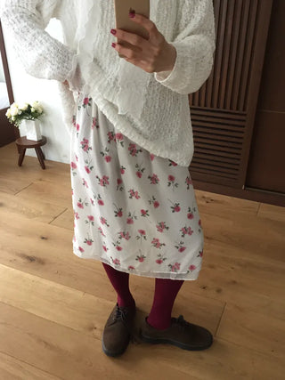 Vintage Small Floral Print Long Skirt