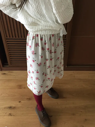 Vintage Small Floral Print Long Skirt