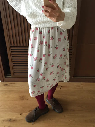 Vintage Small Floral Print Long Skirt