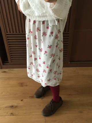 Vintage Small Floral Print Long Skirt