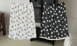 Vintage Small Floral Print Long Skirt