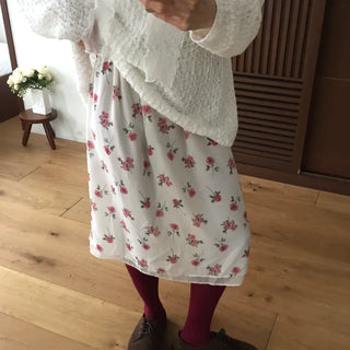 Vintage Small Floral Print Long Skirt