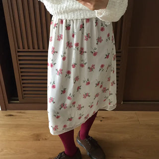 Vintage Small Floral Print Long Skirt