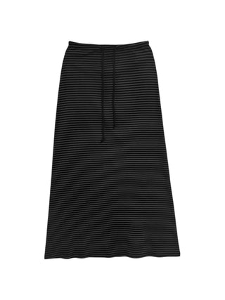 Striped Elastic Shirred Long Skirt