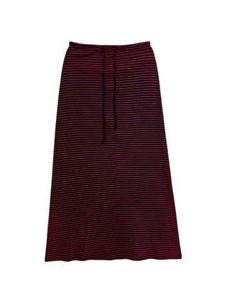 Striped Elastic Shirred Long Skirt