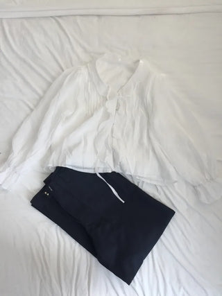 Feminine Pintuck Shirred Long Sleeve Blouse