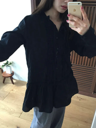 Pintuck Shirred Blouse Mini Dress