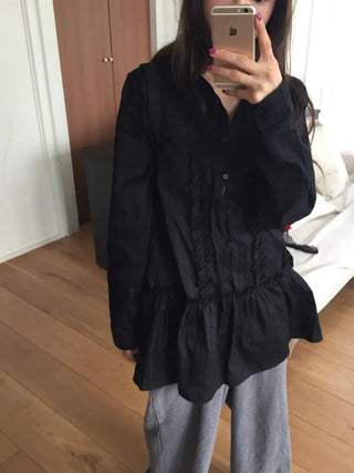 Pintuck Shirred Blouse Mini Dress