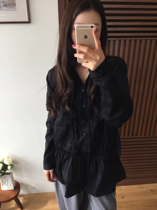 Pintuck Shirred Blouse Mini Dress