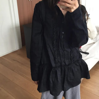 Pintuck Shirred Blouse Mini Dress