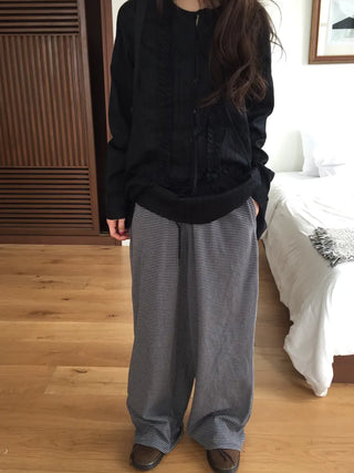 Striped Elastic Waist Easy Relax Pants