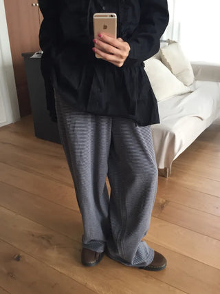 Striped Elastic Waist Easy Relax Pants