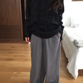 Striped Elastic Waist Easy Relax Pants