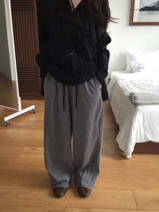 Striped Elastic Waist Easy Relax Pants