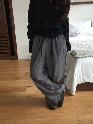 Striped Elastic Waist Easy Relax Pants