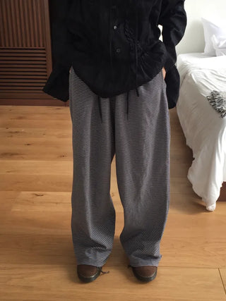 Striped Elastic Waist Easy Relax Pants
