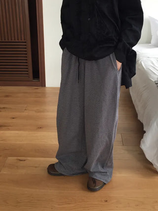 Striped Elastic Waist Easy Relax Pants