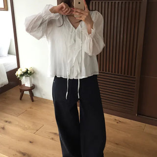Vintage Washed Straight Cotton Pants
