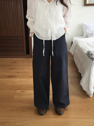 Vintage Washed Straight Cotton Pants