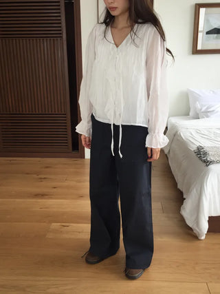 Vintage Washed Straight Cotton Pants