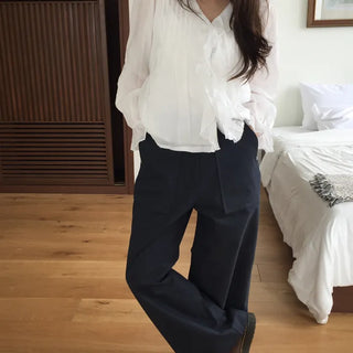 Vintage Washed Straight Cotton Pants