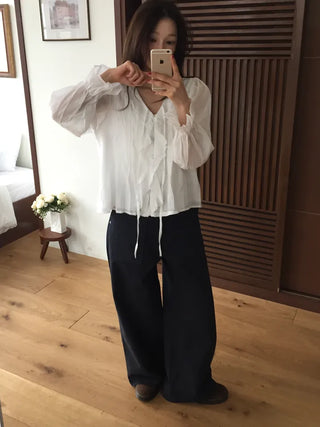 Vintage Washed Straight Cotton Pants