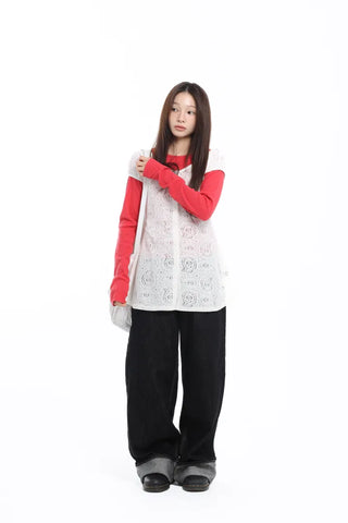 Delicate Fit Lace Punched Long Sleeve Cardigan